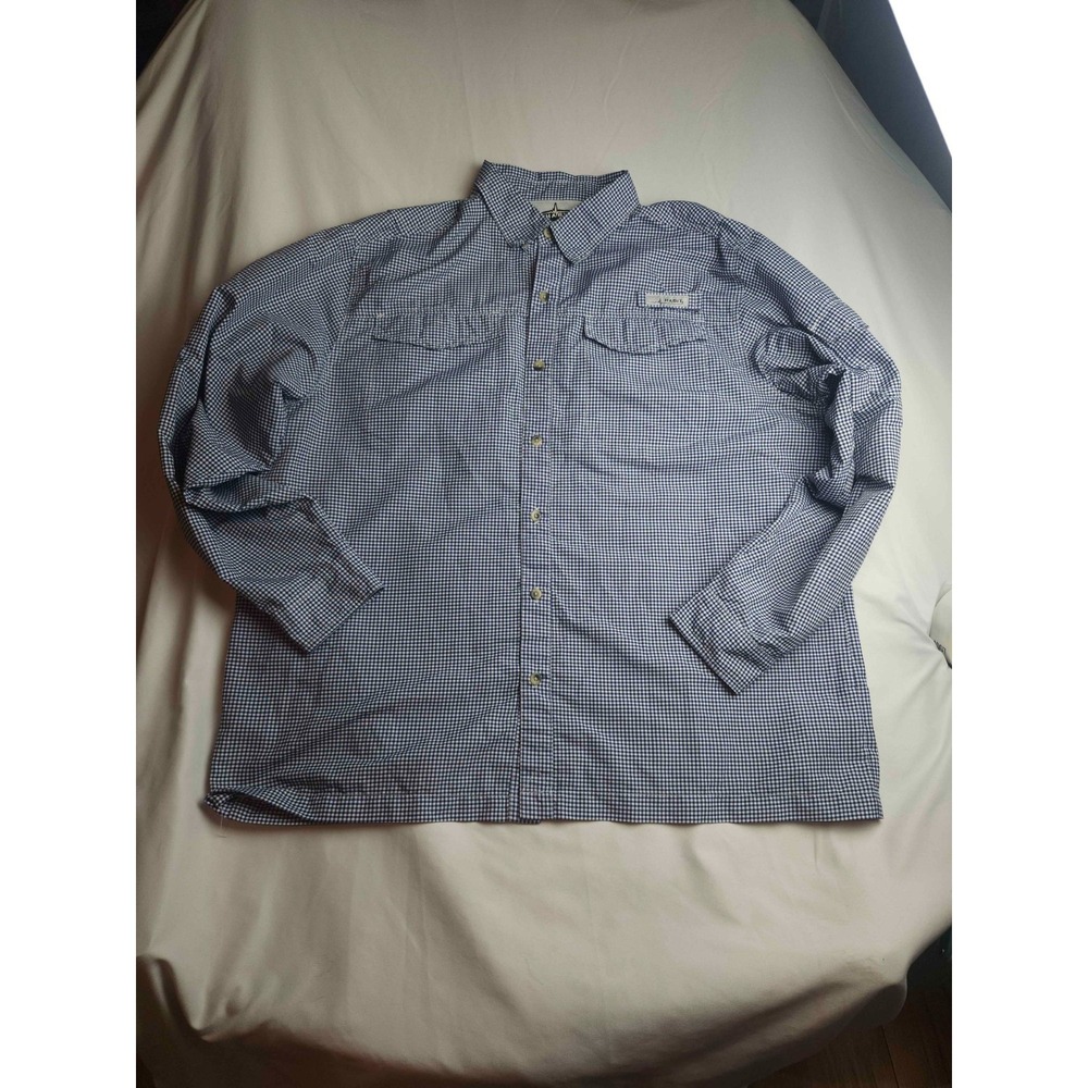 Habit Button Up Shirt Mens XL Blue White Check Fishing Performance Outdoorsy